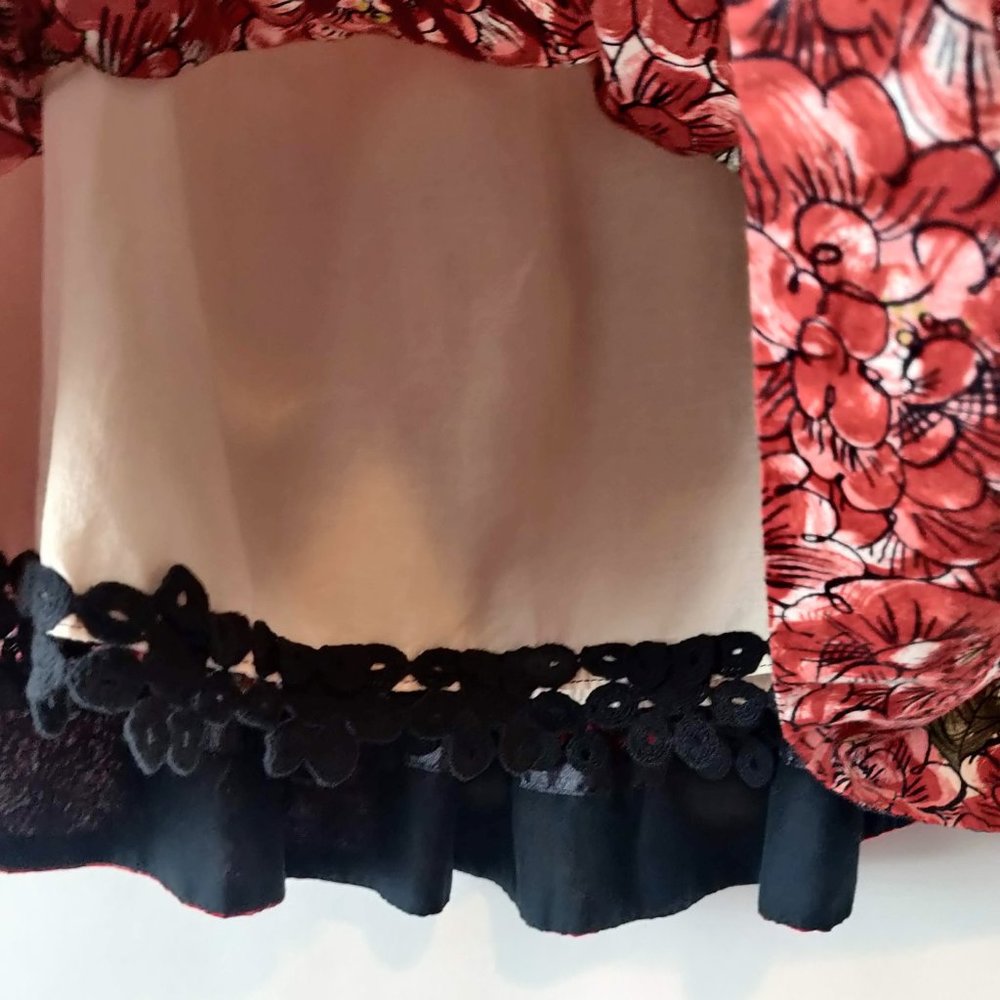 Edme Esyllte Anthropologie Womens Floral Mid Creation Beads Skirt Altered 4 - Picture 5 of 9